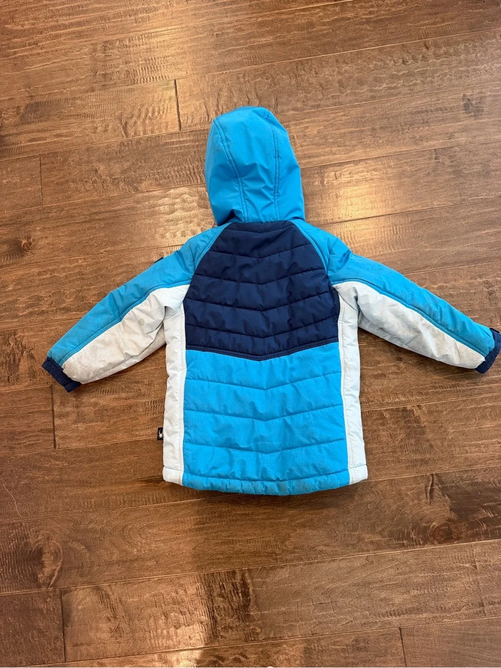 Boys SPYDER Colorblock Hooded Puffer Jacket - Blue, Navy, White